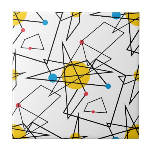 Winkelgeometrisches Retromuster Fliese (Vorderseite)