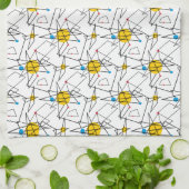 Winkelgeometrisches Retromuster Küchentuch (Gefaltet)