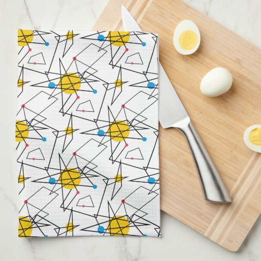Winkelgeometrisches Retromuster Küchentuch (Viertel Falte)