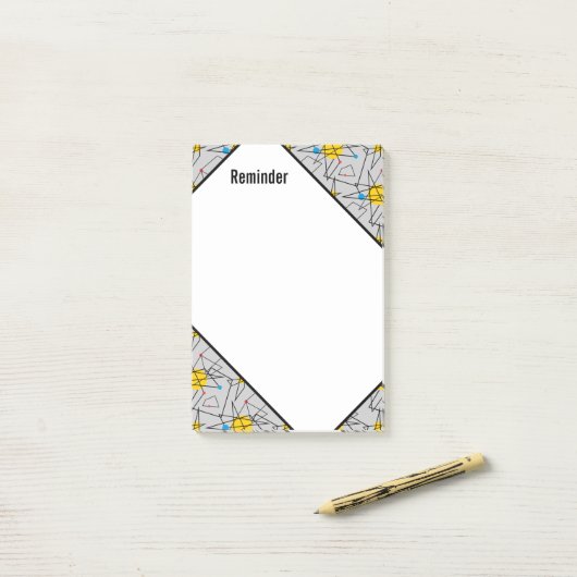Winkelgeometrisches Retromuster Post-it Klebezettel (Auf Schreibtisch)