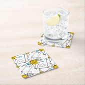 Winkelgeometrisches Retromuster Rechteckiger Pappuntersetzer (Vor Ort)