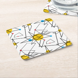 Winkelgeometrisches Retromuster Rechteckiger Pappuntersetzer