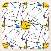 Winkelgeometrisches Retromuster Rechteckiger Pappuntersetzer (Vorderseite)