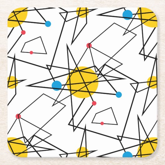 Winkelgeometrisches Retromuster Rechteckiger Pappuntersetzer (Vorderseite)