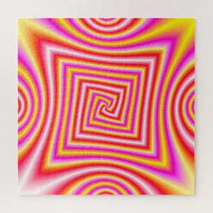 Winkelspirale in Rot-Gelb-Rosa und Weiß Puzzle