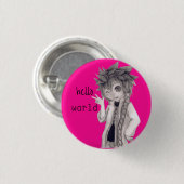 Winking Anime Typ, Original Zeichnend Button (Vorne & Hinten)