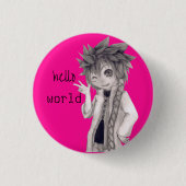 Winking Anime Typ, Original Zeichnend Button (Vorderseite)