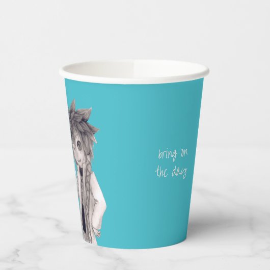 Winking Anime Typ, Original Zeichnend Pappbecher (Links)