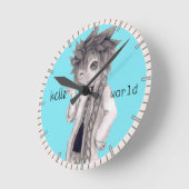 Winking Anime Typ, Original Zeichnend Runde Wanduhr (Winkel)