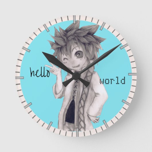 Winking Anime Typ, Original Zeichnend Runde Wanduhr (Vorderseite)