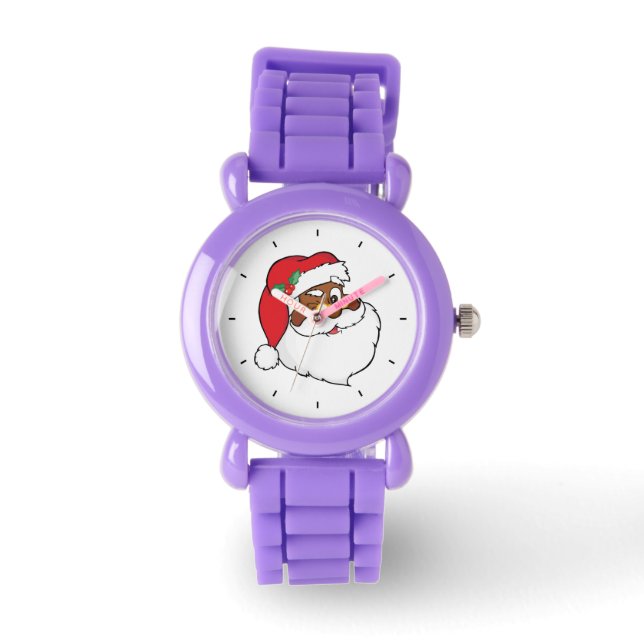 Winking Black Santa Behaltend Weihnachtsgeheimniss Armbanduhr (Vorderseite)