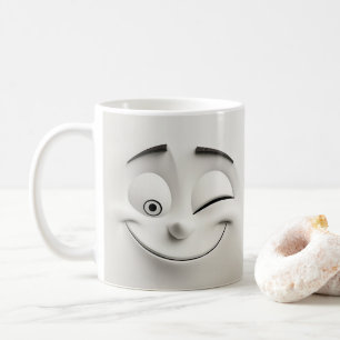 Winking Cartoon Face 3D-Tasse 12 Kaffeetasse