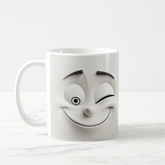 Winking Cartoon Face 3D-Tasse 12 Kaffeetasse (Links)