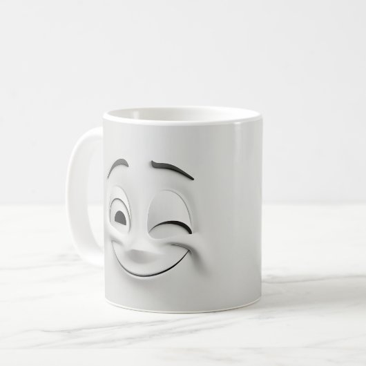 Winking Cartoon Face 3D-Tasse 13 Kaffeetasse (Vorderseite Links)