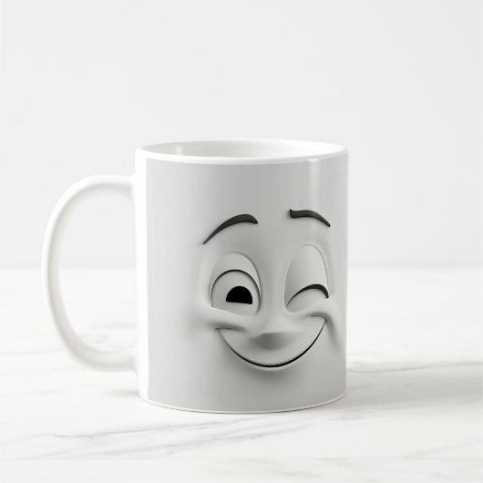 Winking Cartoon Face 3D-Tasse 13 Kaffeetasse (Links)