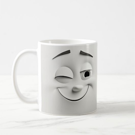 Winking Cartoon Face 3D-Tasse Kaffeetasse (Links)