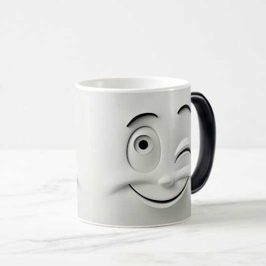 Winking Cartoon Face 3D Verwandlungstasse (VorderseiteRechts)