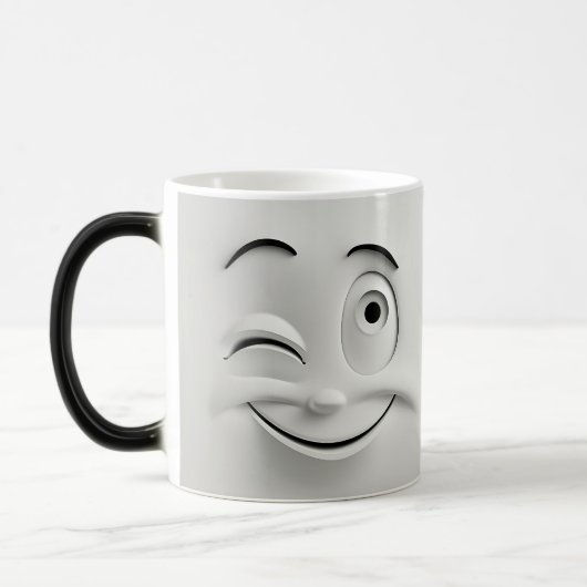 Winking Cartoon Face 3D Verwandlungstasse (Links)