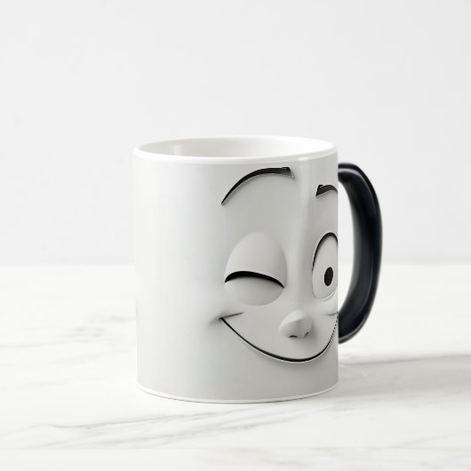 Winking Cartoon Face 3D Verwandlungstasse (VorderseiteRechts)
