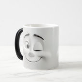 Winking Cartoon Face 3D Verwandlungstasse (Vorderseite Links)
