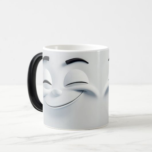 Winking Cartoon Face 3D Verwandlungstasse (Vorderseite Links)
