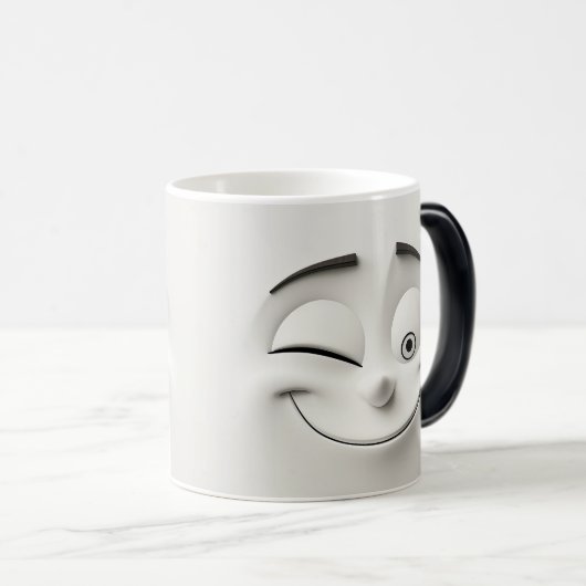 Winking Cartoon Face 3D Verwandlungstasse (VorderseiteRechts)