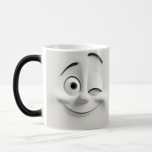 Winking Cartoon Face 3D Verwandlungstasse (Links)