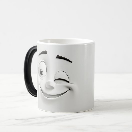 Winking Cartoon Face 3D Verwandlungstasse (Vorderseite Links)