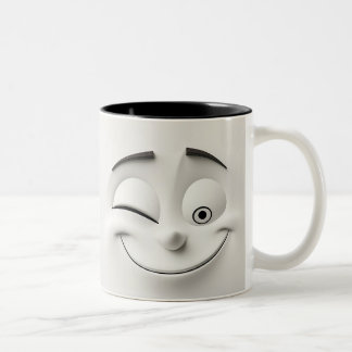 Winking Cartoon Face 3D Zweifarbige Tasse