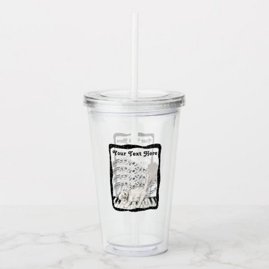 Winking Cat auf einem Piano Bars von Wavy-Musiknot Acryltrinkbecher (Vorderseite)