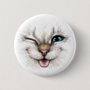 Winking Cat Button