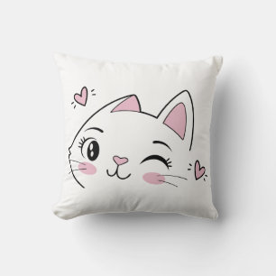 Winking Cat Face Throw Kissen - Niedliches Kitchen