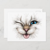 Winking Cat Postkarte (Vorne/Hinten)