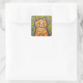 Winking Cat & Psychedelic Hintergrund von Louis Wa Quadratischer Aufkleber (Tasche)