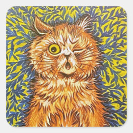 Winking Cat & Psychedelic Hintergrund von Louis Wa Quadratischer Aufkleber