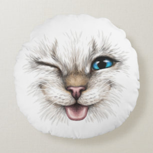 Winking Cat Rundes Kissen