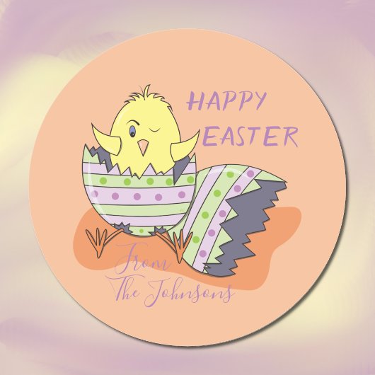 Winking Chick Hatching from Egg Oaster Sticker