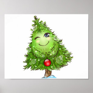 Winking Christmas Tree Poster