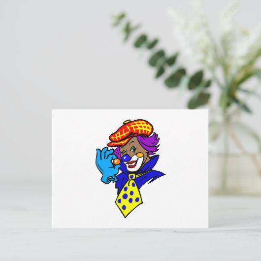 Winking Clown mit Marmor Postkarte (Stehend Vorderseite)