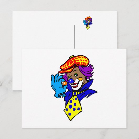 Winking Clown mit Marmor Postkarte (Vorne/Hinten)