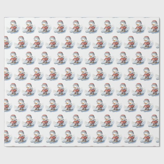 Winking Duck Ski on Snow Geschenkpapier (Flach)