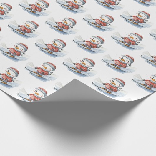 Winking Duck Ski on Snow Geschenkpapier (Ecke)