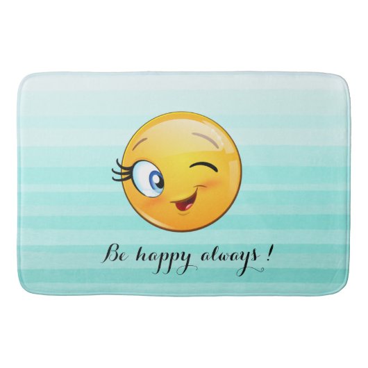 Winking Emoji Face-Be immer glücklich Badematte (Vorderseite)