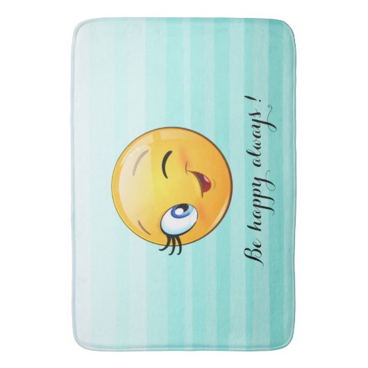 Winking Emoji Face-Be immer glücklich Badematte (Vorderseite Vertikal)