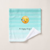 Winking Emoji Face-Be immer glücklich Badhandtuch Set (Waschlappen)