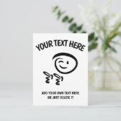 Winking Emoji Face mit Fingerguns Doodle Template Postkarte (Stehend Vorderseite)