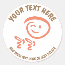 Winking Emoji Face mit Fingerguns Doodle Template Runder Aufkleber