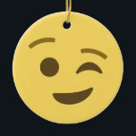 Winking Emoji Keramik Ornament<br><div class="desc">Winking Gesicht Emoji Ornament. Emoji art Version 2 von EmojiOne. Lizenziert unter Creative Commons (CC-BY 4.0).</div>