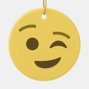 Winking Emoji Keramik Ornament
