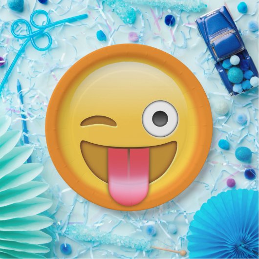 Winking Emoji Papierplatte Pappteller (Party)